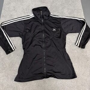 Vintage Adidas Originals Track Jacket Womens Medium Black 3-Stripes Full Zip